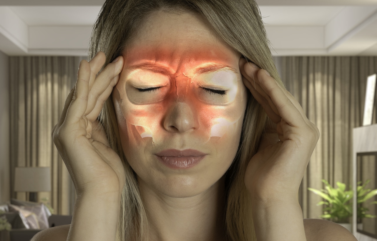 Paranasal Sinus - Sinusitis - Headache stock.